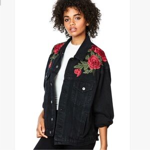 Carmar Embroidered Black Denim Jacket Size Medium